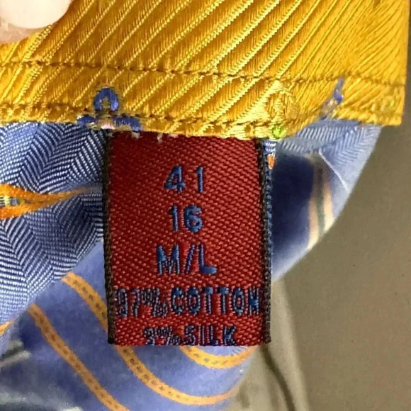 Robert Graham Button Up Shirt Mens M/L Classic Fit blue  Flip Cuff Spread 41 - Picture 6 of 8